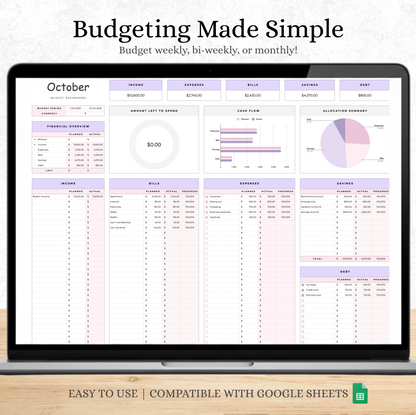 Budgeting template for Excel & Google Sheets (all currencies)